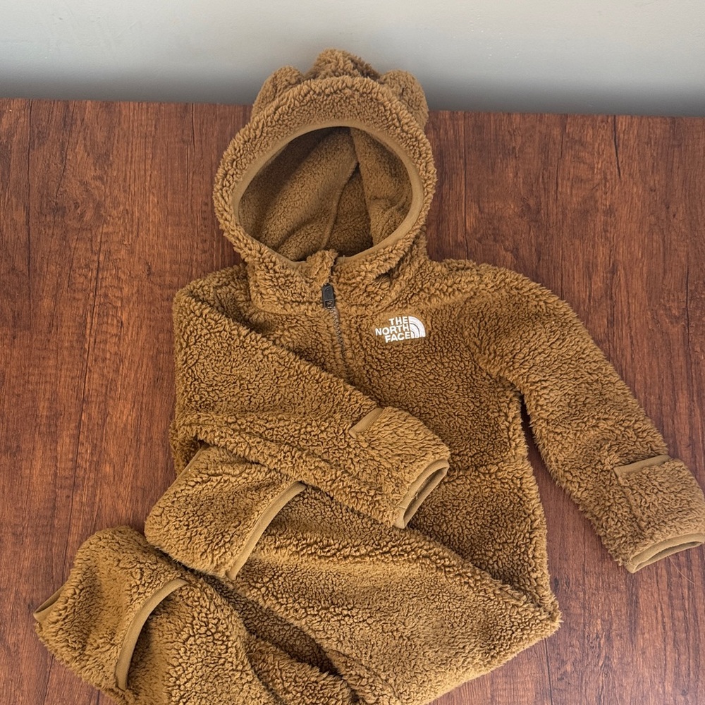 The North Face Teddy Fleece Hooded One-Piece in Toasted Brown